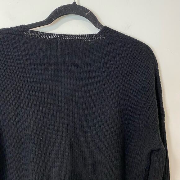 The Reset R Label Women's V Neck Sweater Pullover Black Large Belle Sleeve - Picture 3 of 9